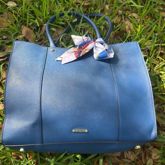 Rebecca Minkoff Blue Tote Bag with Scarf Accent - Picture 4 of 11